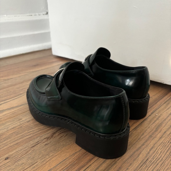 PRADA PLATFORM LOAFERS - EMERALD/BLACK - Picture 4 of 12